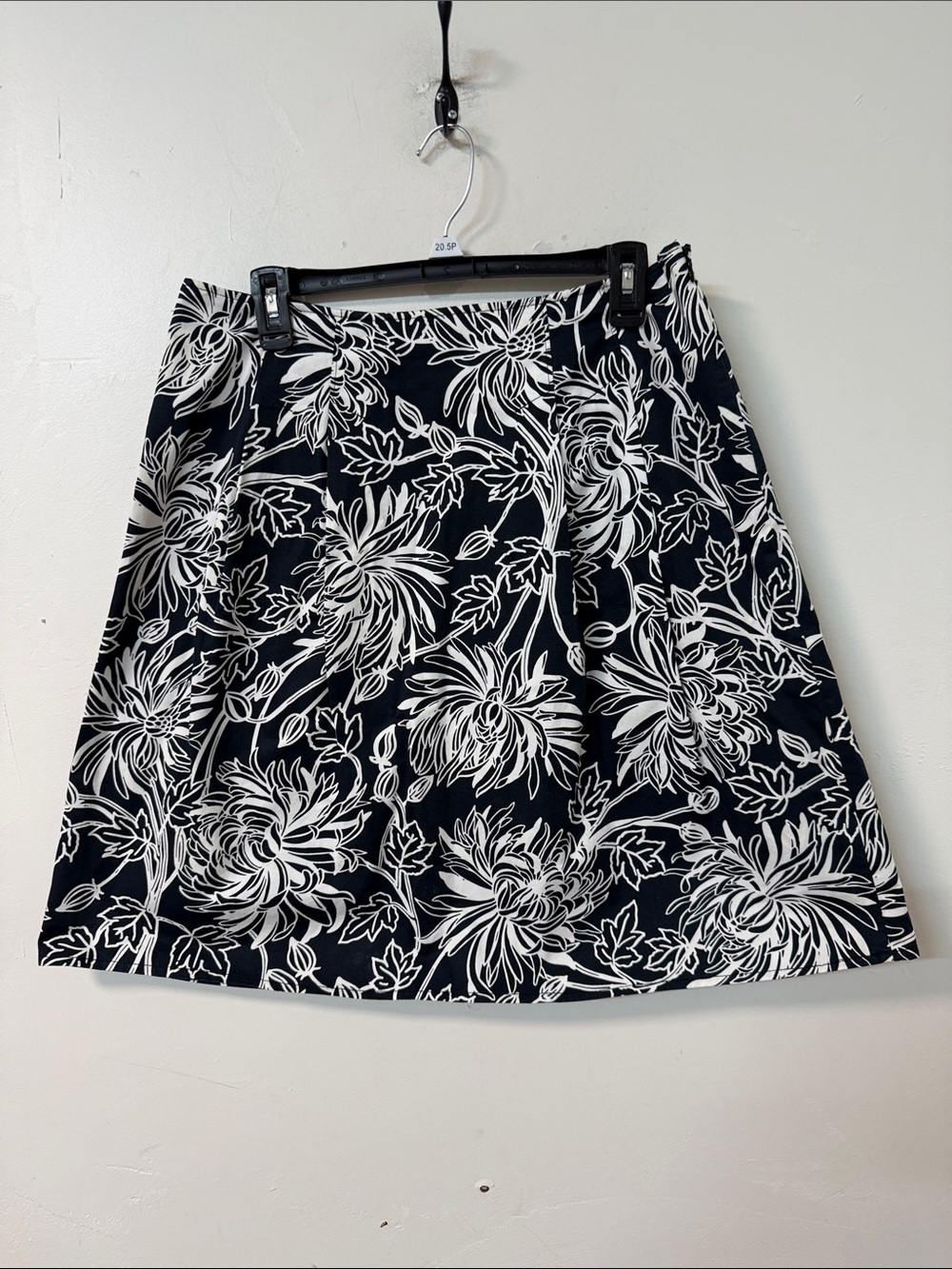 Black & White Floral A-Line Skirt